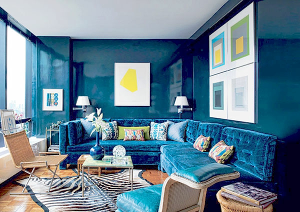Taubenblau wohnzimmer luxus Wandfarbe 