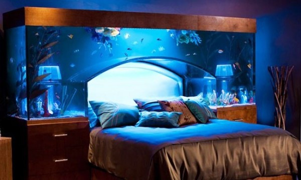 Schlafzimmer merkwürdig Bett Aquarium  