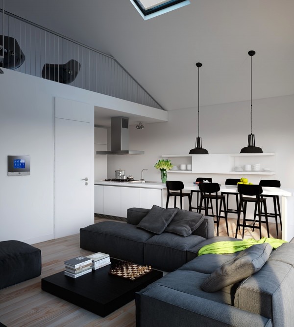 Visualisierungen  moderne Apartments  begeistern industrielle Beleuchtung klassischen Farben Innendesign 