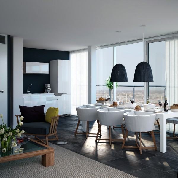 Visualisierungen  moderne Apartments  begeistern  Beleuchtung klassischen Farben Innendesign 