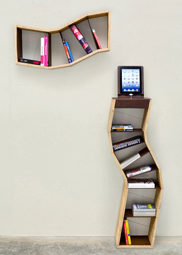 kreative Bücherregale  modern   faszinierend  leicht krümmelig