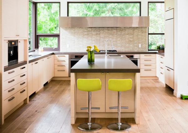 10 farbkombinationen für moderne küchen gelb grüne  Stühle