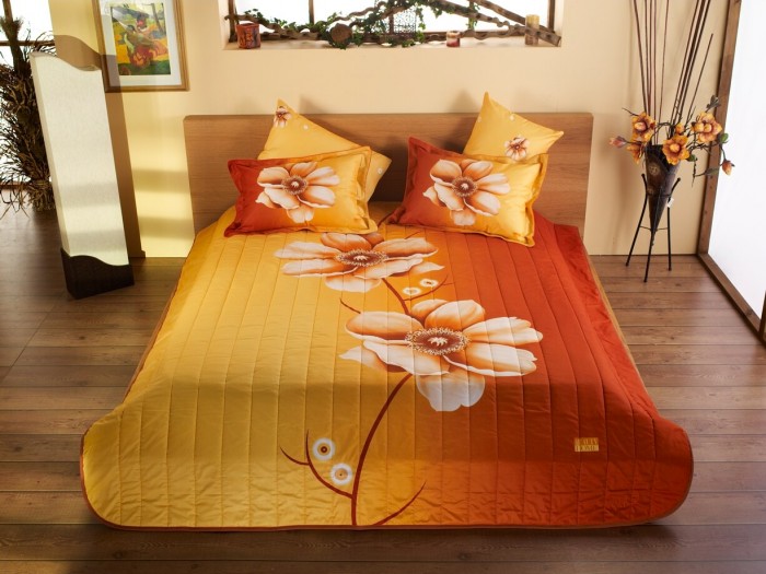 Blumen orange gelb Bett Mädchen