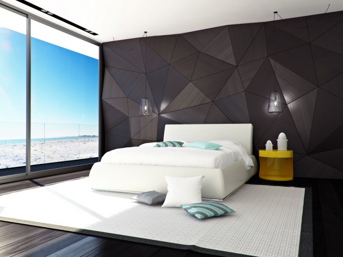  modern Schlafzimmer Möbel Teppich Bett weiß luxuriös Kisschen Wand