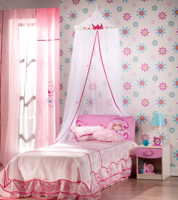 Prinzessin rosa Kinderzimmer Mädchen Sterne Gardinen