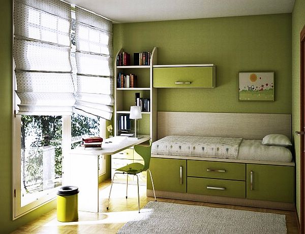 Schlafzimmer Mädchen Bett  Möbel grün