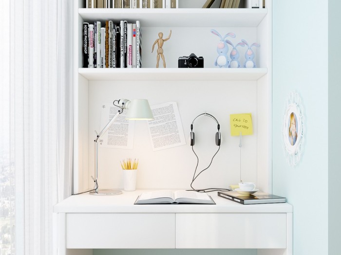   Arbeitsplatz  zu Hause Idee Möbel Büro weiß Lampe