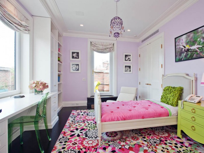 Zimmer Glasstuhl Jugendliche Mädchen lila prächtig Bett Stuhl rosa