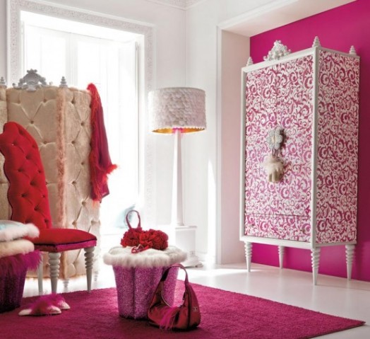 atemberaubend rosa prächtig rosa Schlafzimmer