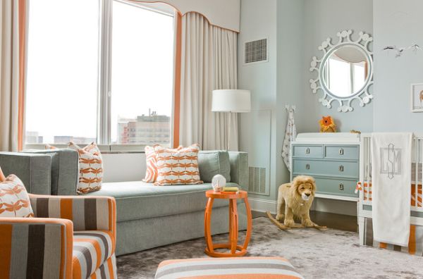 eklektisch orange stil kinderzimmer couch bunt kissen