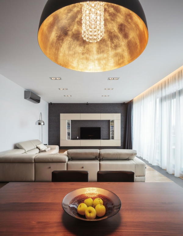 elegantes interieur für penthouse apartment obstschale beleuchtet