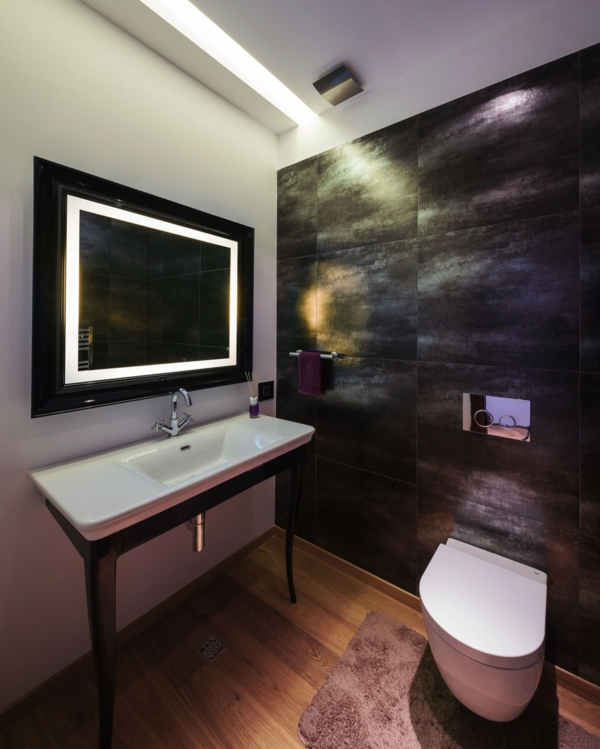 elegantes interieur für penthouse feines bad mit schwarzem marmor