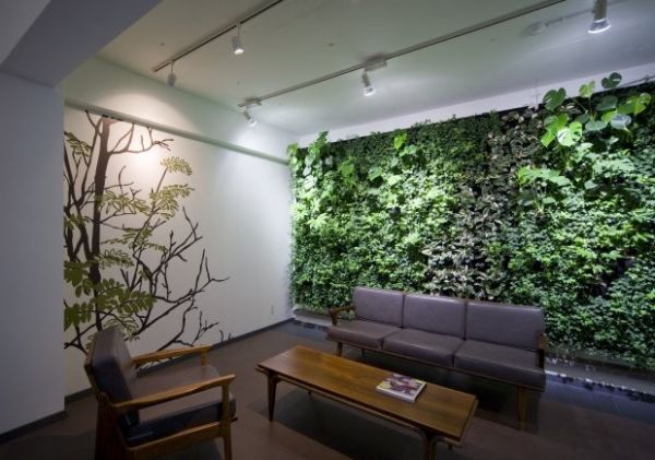 grüne living wall installationen ganze wand und wand tattoo