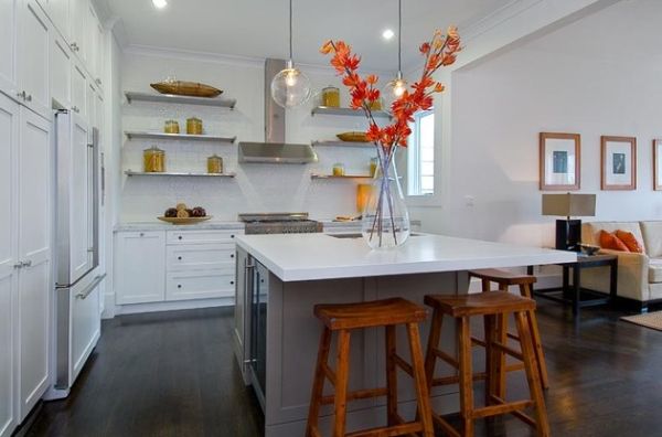 holz orange küche weiß möbel tisch modern