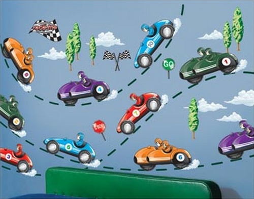 interessante wanddeko ideen für jungen kinderzimmer autos