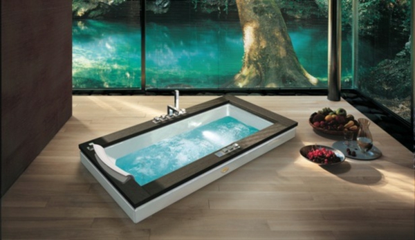Cooler Whirlpool Jacuzzi  modern eingebaut rund badezimmer minimalistisch 