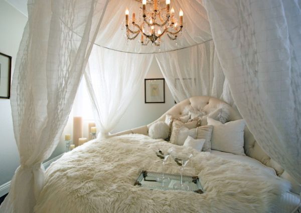 klassisch Bett Schlafzimmer weiß Kronleuchter
