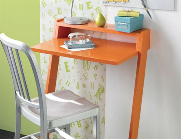 klein DIY Büro zu Hause orange weiß Stuhl