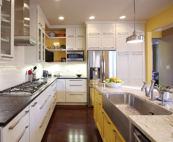 kreative ideen mehr farbe küche weiß gelb