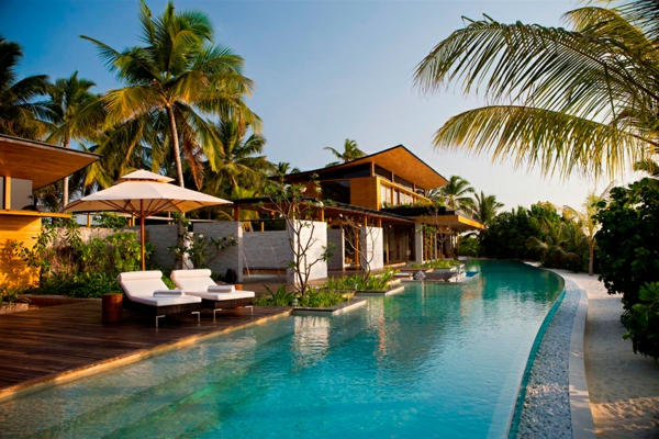 luxuriös Villen Malediven Palmen