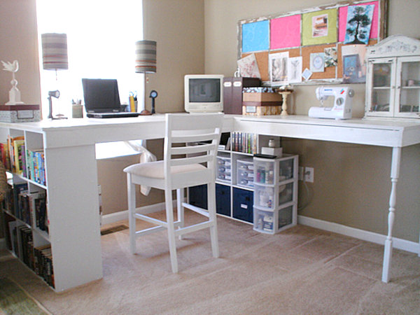 modern DIY eckig Schreibtisch weiß Stuhl Pinwand
