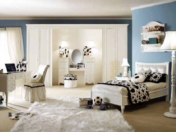 modern Spiegel Teppich weiß  blau