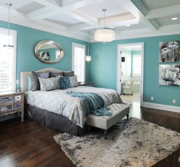 modern bett blau schöne Schlafzimmer Bank Designs