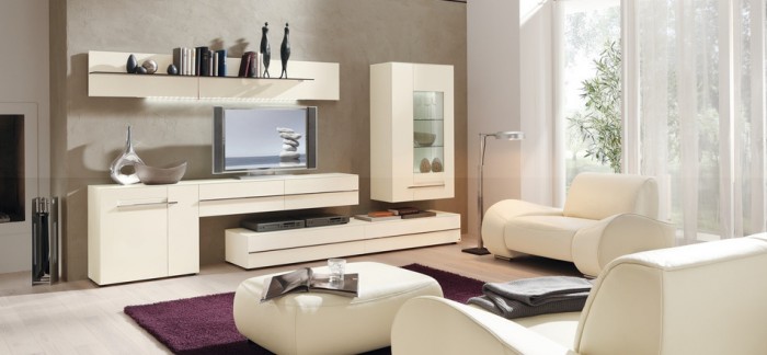 modern gestaltet Wohnzimmer Musterring Idee Technologien weiß 