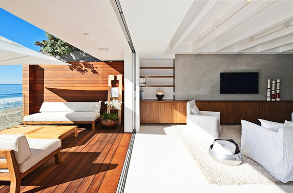 modernes malibu ferienhaus pazifischer ozean terrasse sand wohnzimmer