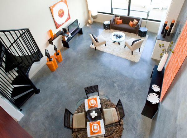 orange wohnzimmer sofa tisch
