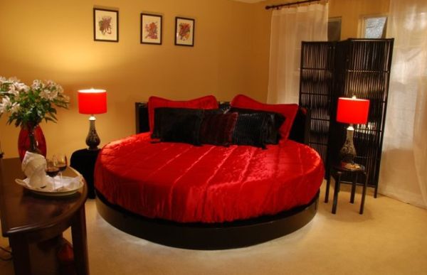 romantisch rot Bett Lampen gelb schwarz