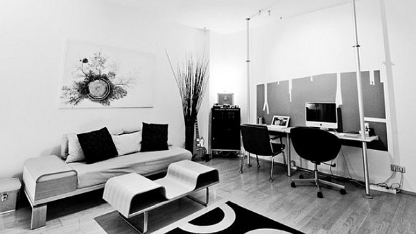 schwarz weiß Möbel Innendesign Bild modern anspruchsvolle Heimarbeitszimmer