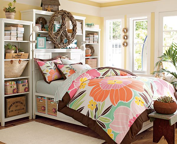 tropisch inspiriert Schlafzimmer Mädchen Bett gemustert