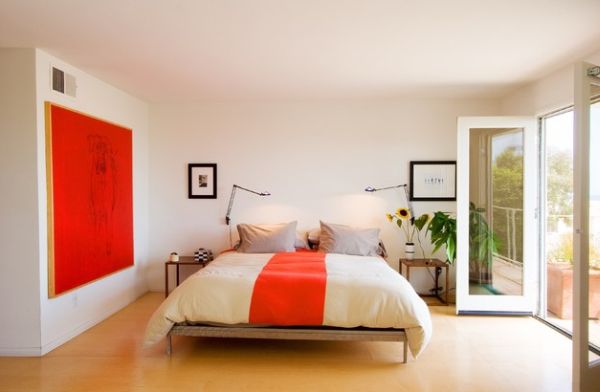 wand orange schlafzimmer modern