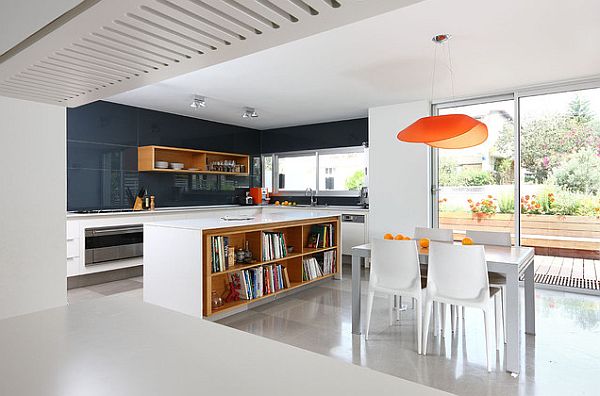 weiß Innendesign Küche orange Leuchter modern Renovierung
