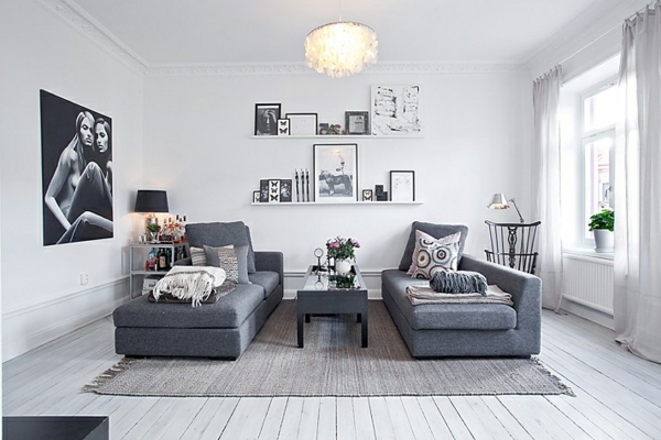 Beleuchtung Designer Ideen grau wohnzimmer kronleuchter
