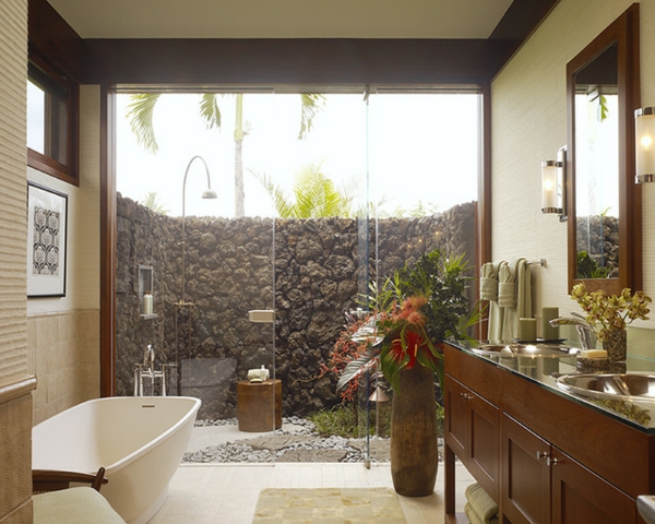 Designs anregende Gartenduschen tropisch badezimmer pflanzen wanne