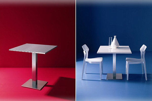 Fesselnde Küchentische und Stühle rot blau metal