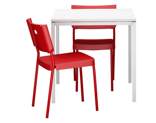 Fesselnde Küchentische Stühle rot weiß modern