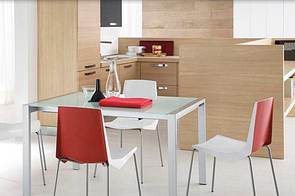 Fesselnde Küchentische und Stühle rot weiß