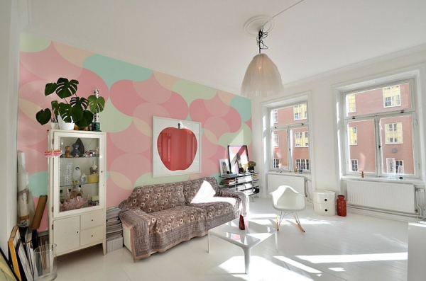 Fesselnde Wandtapeten Sommer rosa wohnzimmer