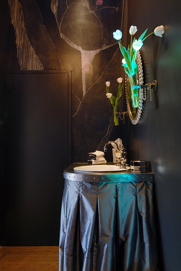Gäste Toilette dekoration blumen lampe