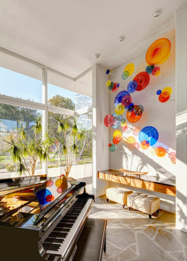 Handgemachte Kunstwerke Glas wohnzimmer klavier