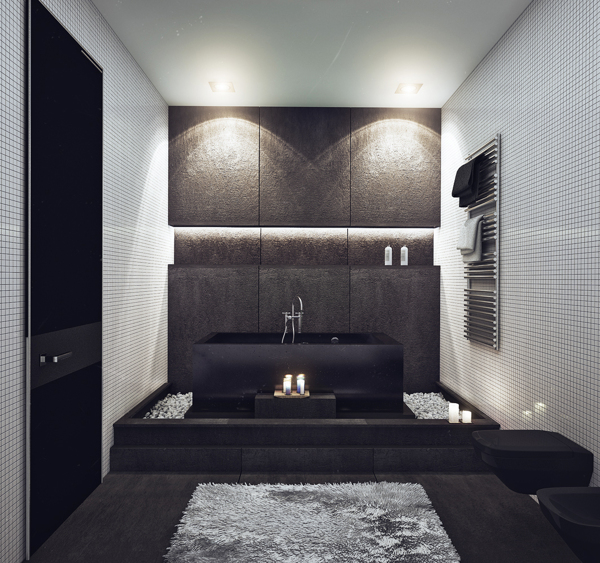 Minimalistisches Design Junggesellenbude badezimmer schwarz