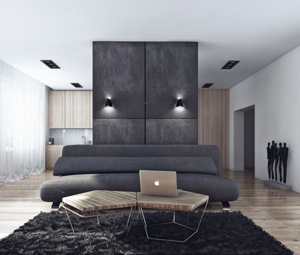 Minimalistisches Design Junggesellenbude couch grau