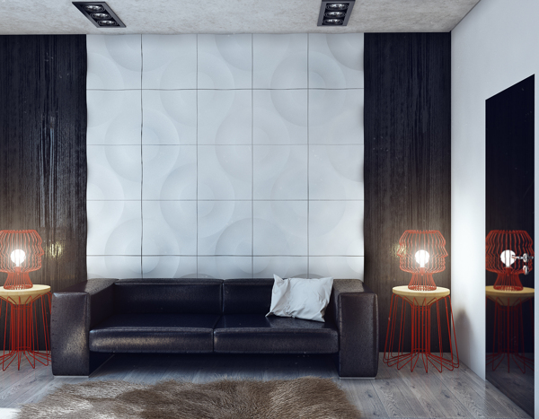 Minimalistisches Design Junggesellenbude couch weiß wand