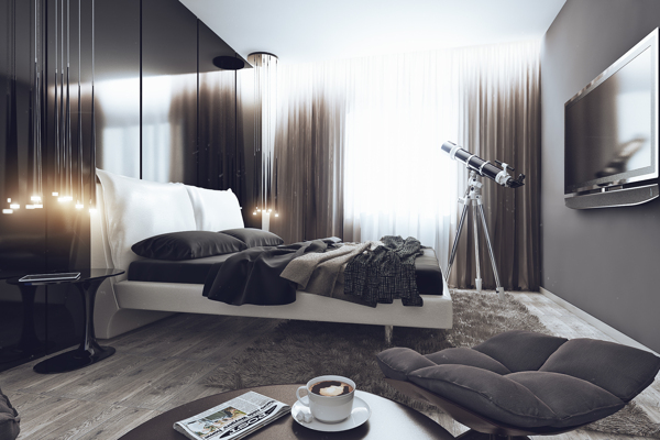 Minimalistisches Design Junggesellenbude schlafzimmer grau