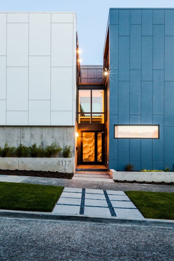 Modernes Haus in Seattle blau wand