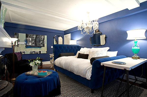 Studio Appartements blau wand schlafzimmer