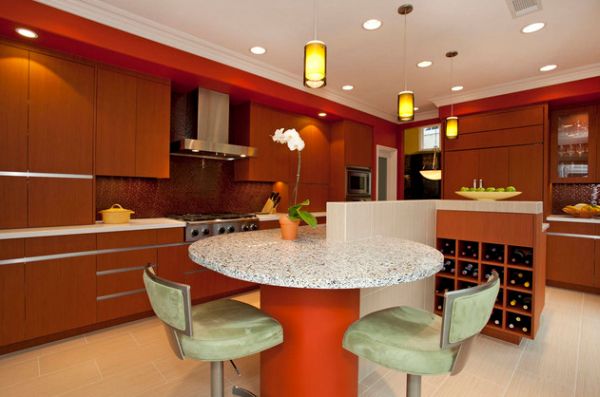 asien style küchen designs glatte marmor oberfläche stehtisch